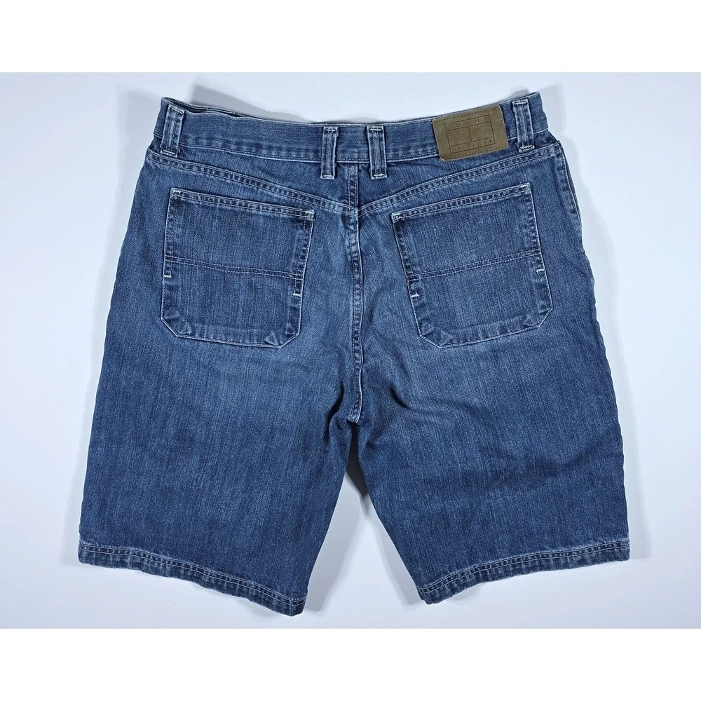 Tommy Hilfiger Men's Denim Carpenter Shorts Blue Medium Wash Size 36 Relaxed Fit
